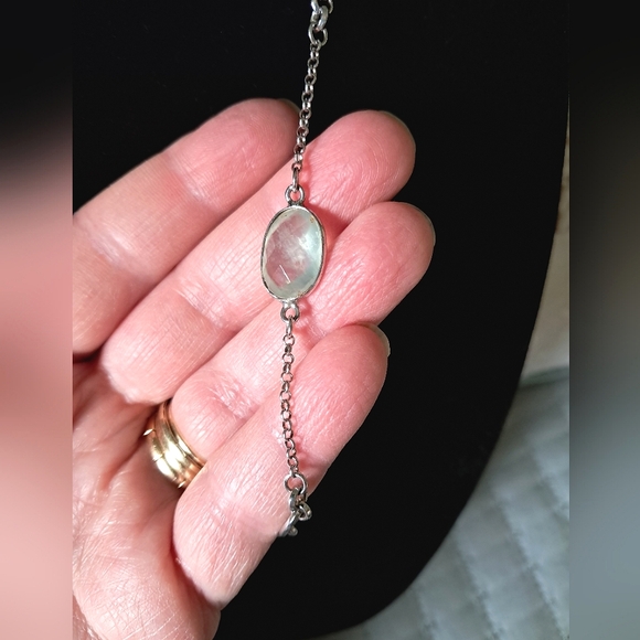 Vintage Sterling Silver Coldwater Creek Sea Green Chalcedony Designer Necklace - Picture 7 of 9